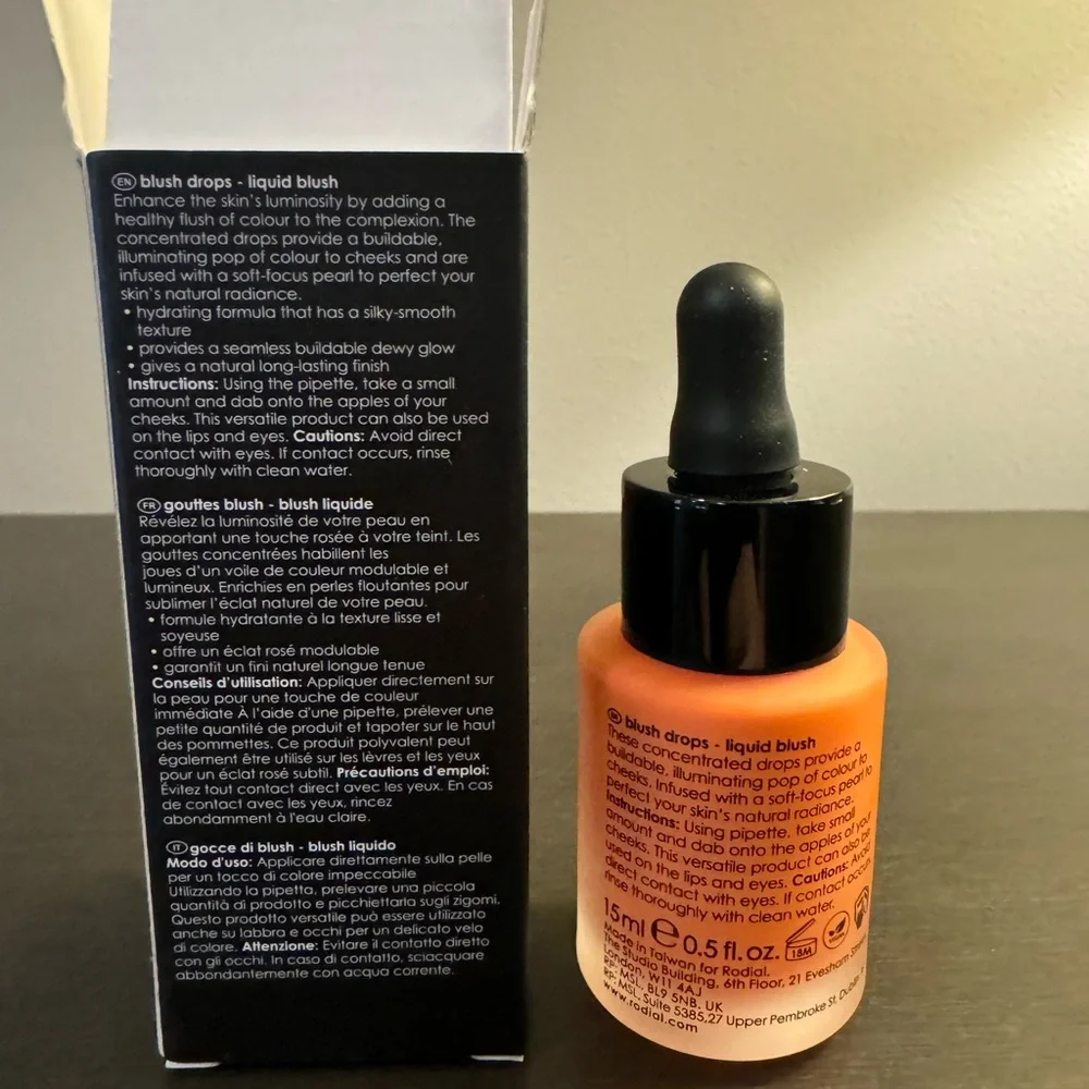 Rodial Glass Highlighter Blush Drops Apricot Sorbet 15 ml .5 oz Full Size NIB